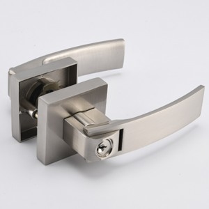 S7811  Satin Nickel Door Handle with Lock and Key, Keyed Entry Door Lock/Door Lever, Front Door Leverset Lockset