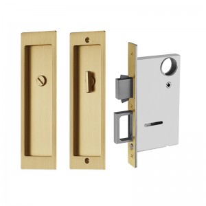 1801-BK Modern Rectangular Pocket Sliding Door Mortise Lock, Heavy Duty Pull handle for Privacy Function