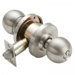 7204 Door Knob Cylindrical Lock Keyed Entry Function Exterior Satin Chrome Finish,  ANSI/BHMA Grade 2 Commercial Door Knob for Heavy Duty Use