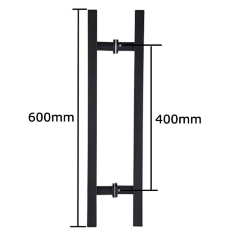 SS-031 Black High quality Stainless Steel Glass Door Push Pull Handle H Shape Double Side, 24 inches Square Sliding Door Handle
