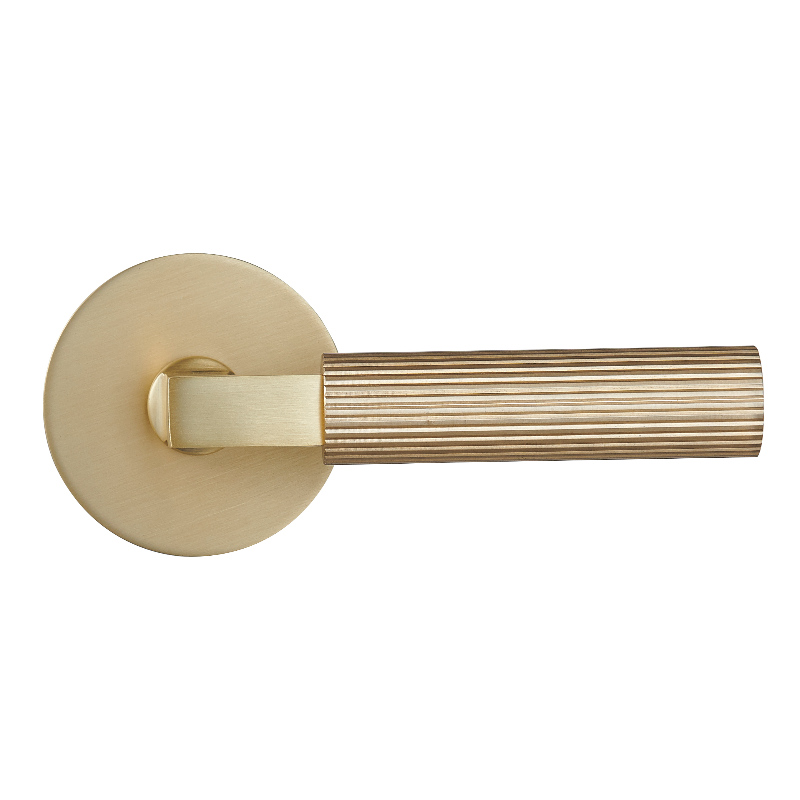 KNL002 Modern Round style Knurled door lever , Heavy Duty Privacy door handle lock