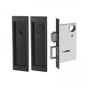 PDL001BL-ET Modern Rectangular Pocket Sliding Door Mortise Lock, Heavy Duty Keyed Entry Lock