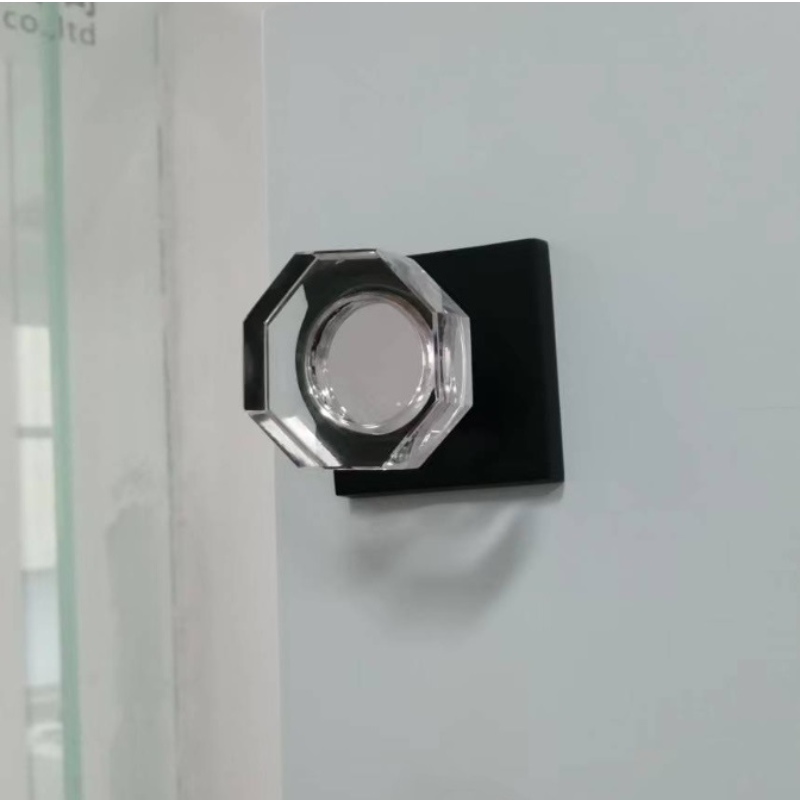 CY001 Clear Glass Crystal Door Knobs Interior, Octagon Privacy Door Knobs for Bedroom/Bathroom, Matte Black