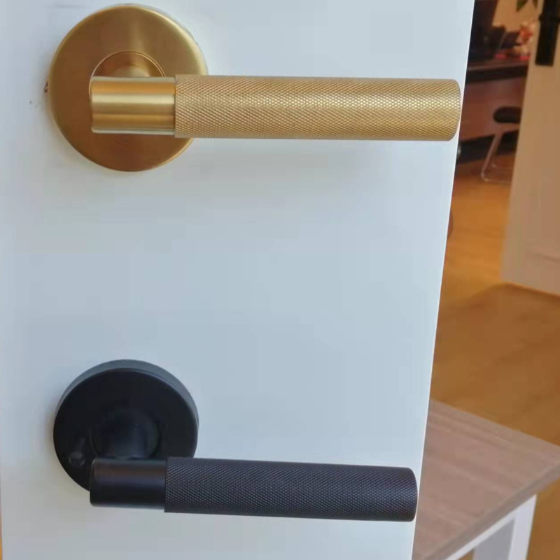 KNL005 Modern knurled design lever for interior doors(bedroom,bathroom,passage)