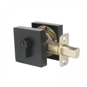 3602 Square Single Cylinder Deadbolt One Side Keyed Black Modern Deadbolt Door Lock for Interior and Exterior Doors