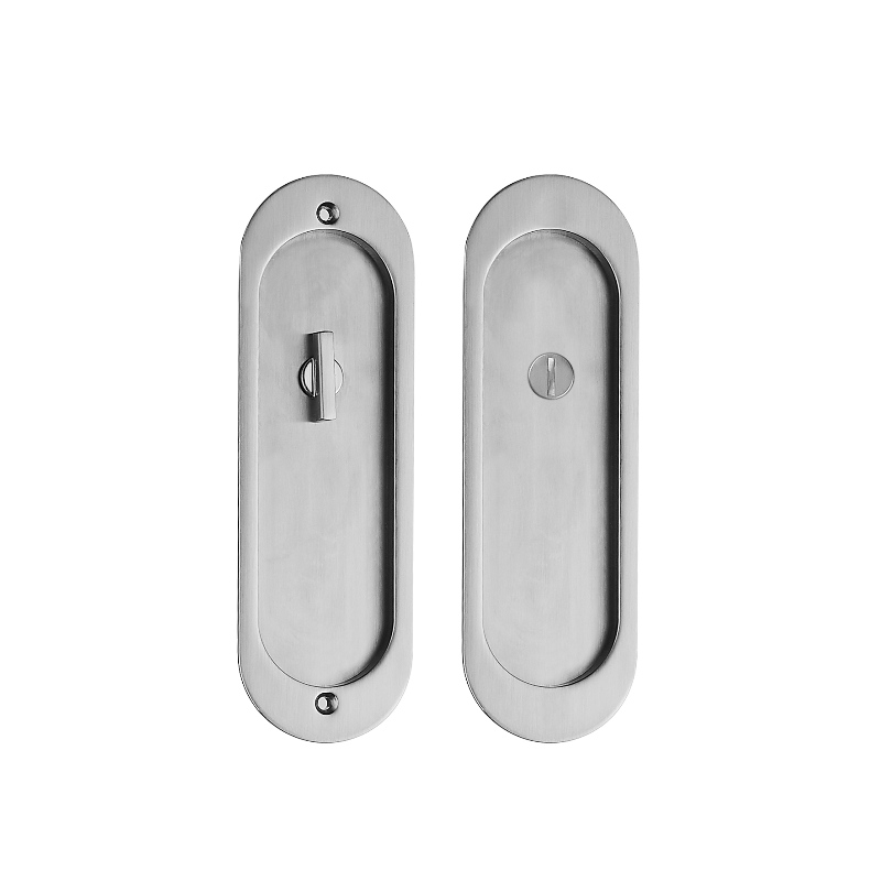 1802 Privacy Pocket Door Mortise Lock,  Sliding Barn Door Locks Invisible Door Handle for Wooden Pocket Door Furniture Hardware(Satin Nickel)